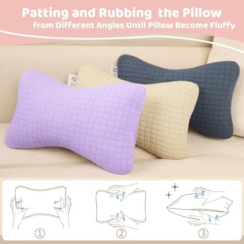 vocheer 11x7in Mini Travel Pillow, Small Pillows for Resting, Tiny Pillows for Neck, Wrist, Lumbar and Knee, Pets Pillow, Cotton, Cover Removable, Machine Washable (Purple-1PC) - Thumbnail 6