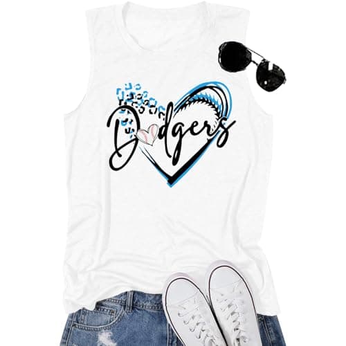 Baseball Tanks Top Women Baseball Love Graphic Shirts Ballgame Sleeveless Tops Casual Sports Season Tee White