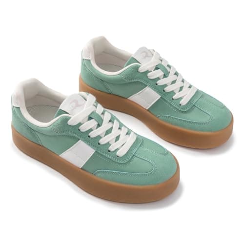 Rihero Platform Sneakers for Women Fashion Retro Green Sneakers Spring Ladies Comfortable Tennis Walking Shoes Size 7 - Thumbnail 5