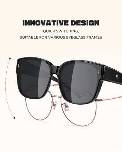 LOHO Polarized Sunglasses Over Glasses Women, Glasses Wearers Fit Over Glasses Sunglasses For Women & Men, TR90 Oversized Square Shades with UV400 for Driving, Fishing & Outdoor Activities - Thumbnail 4
