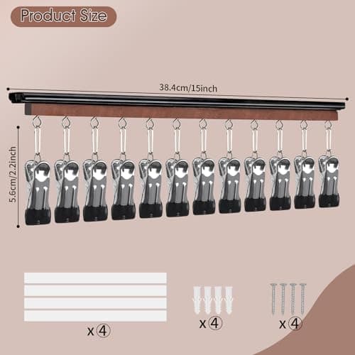 SNOWSTAR Hat Hanger for Closet, 2 Pack Sliding Hat Rack for Baseball Caps, Baseball Hat Organizer Holder with 24 Large Clips, Ball Cap Organizer Wall Space Saving Design - Thumbnail 3