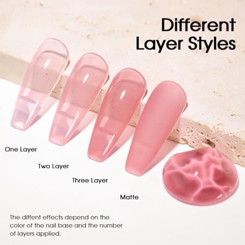 Larvall Beautpal Jelly Nude Pink Gel Nail Polish of 6 Colors Translucent Milky White Nude Sheer Gel Polish Kit for Salon Manicure and Nail Art DIY at Home 8ml - Thumbnail 2