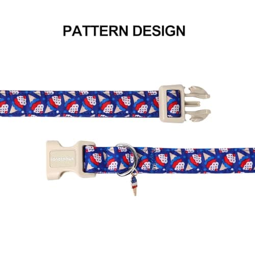 Lionet Paws 4th of July Dog Collar- Cute Blue Red Sundea Dog Collars with Plastic Buckle, Light Adjustable Dog Collars for Small Medium Dogs - Thumbnail 4