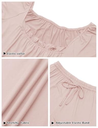 StunShow Organic Cotton Pajamas Women Soft Pajama Set Womens Cotton Pajamas Womens Pj Sets Women Shorts Viscose Pink S - Thumbnail 6