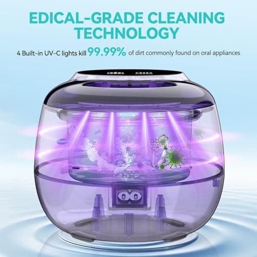 Ultrasonic Denture Retainer Cleaner Machine - 45kHz Retainer Cleaner Machine with 200ML Dental Cleaning Pod, 4 Modes Ultrasonic Cleaner for Denture, Mouth Guard, Aligner, Braces, Toothbrush, Jewelry - Thumbnail 3