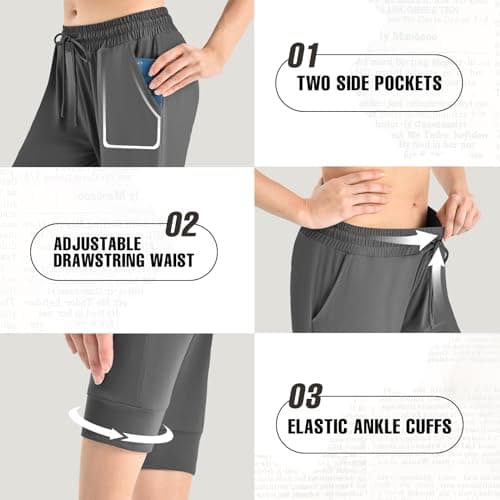 Walifrey Capri Pants for Women with Pockets, Cropped Joggers Drawstring Sweatpants for Lounging Workout and Gym Black,1 Pack Black S - Thumbnail 4