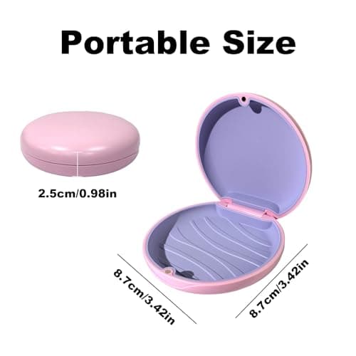 Maoerdental 2PCS Retainer Case Compatible with Invisalign,Cute Slim Aligner Case,Customized Magnetic Closure Orthodontic Retainer Cases (2 Pack Pink + Purple Silicone) - Thumbnail 2