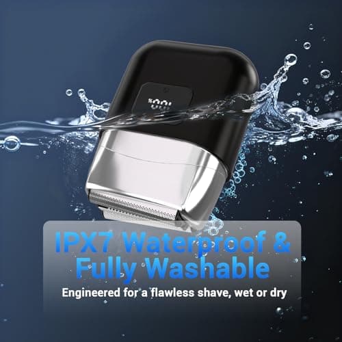 YOXSPD Electric Foil Shavers for Men: Mini Electric Razor with 3 Floating Blades, LED Display, Dual Speed - IPX7 Waterproof Wet/Dry Cordless Razor, USB Fast Charging, Travel Lock (Black) - Thumbnail 5