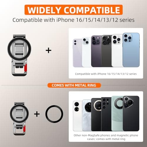 Flymile Magnetic Phone Tripod Stand for iPhone, Aluminium Lock Mini Tripod with Arca-Swiss, for MagSafe Smartphone Holder Quick Mount with 1/4'' Screw Hole and Cold Shoe for iPhone 17 16 15 14 13 12 - Thumbnail 4