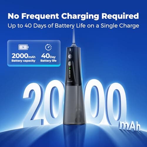 Bezvoi Water Flosser for Teeth, 5 Modes & 40-Day Battery, Cordless & Rechargeable Water Dental Pick for Braces, Removable 300ML Water Tank for Easy Clean, IPX7 Waterproof Portable for Travel - Thumbnail 4
