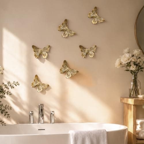 GUSFREUD 3D Butterfly Wall Decor Set – Resin Wall Decorations for Living Room, Bedroom, Garden, Yard, Outdoor and Gallery Walls - Antique Copper - Set of 3 - Thumbnail 6