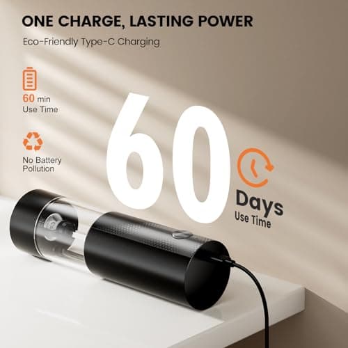 Electric Salt and Pepper Grinder Set - Rechargeable Automatic Salt and Pepper Shakers, Kitchen Appliances with External Adjustable Coarseness, Larger Hopper for Cooking, Home Gifts(2 Pack,Black/White) - Thumbnail 2