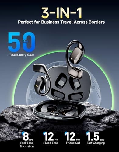 AI Translation Earbuds Real-Time, 144-Language Translator Earbuds with 6 Translation Mode, Audifonos Traductores Inglés Español, Wireless Translating Earbuds for International Travel, Business - Thumbnail 6