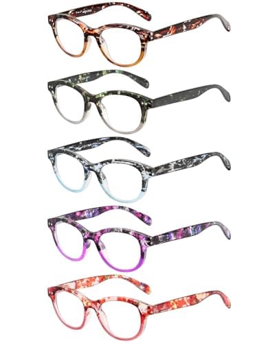 JOLISU 5 Pack Reading Glasses for Women and Men, Light Weight Eyeglasses with Spring Hinge, Blue Light Blocking Readers-1.75 - Thumbnail 2