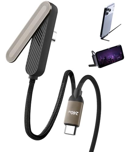 [2026 Upgrade] USB C to USB C Cable 5ft 240W, Braided Fast Charging Cable with Invisible Phone Stand, Extended Type-C Connector for Thick Cases, Compatible with iPhone 17/16/15 MacBook, Samsung Series - Image 1