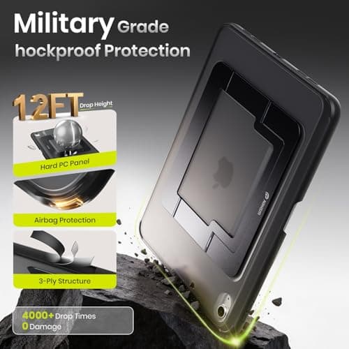 WSKEN for iPad A16 Case - iPad 11th/10th Generation Case (2025/2022), 5 in 1 Multi Adjustable Kickstand Cover, Ultra-Stable Cover with Pencil Holder, Shockproof Design for iPad 11 Inch Case, Black - Thumbnail 2