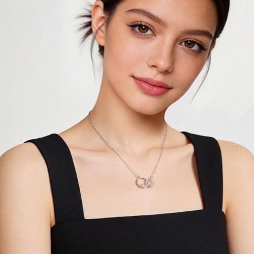 YBNGSMK Sterling Silver Interlocking Circles Necklace, Premium High-End Silver Jewelry with Luxury Packaging, Perfect Sister Birthday Gifts for Big & Little Sister - Thumbnail 6