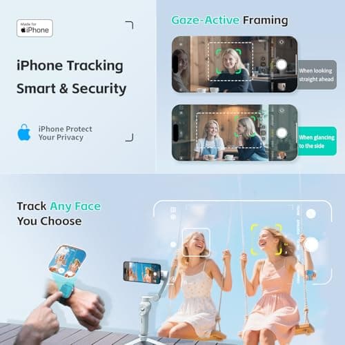 COMITOK MOGO Only for iPhone, Gimbal Stabilizer for iPhone, [MFi Certified] Phone Gimbal with 360 Degree Face Tracking for Video Recording, NFC Pair and Magnetic Mount for iPhone 17 Pro Max - Thumbnail 3