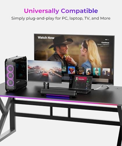 Auphyra Computer Speakers for Desktop PC, Gaming PC Sound Bar, Plug and Play - USB Power with 3.5mm Audio, RGB Gradient Lighting, One-knob Control, for Computers/Laptops/Monitors - Thumbnail 3