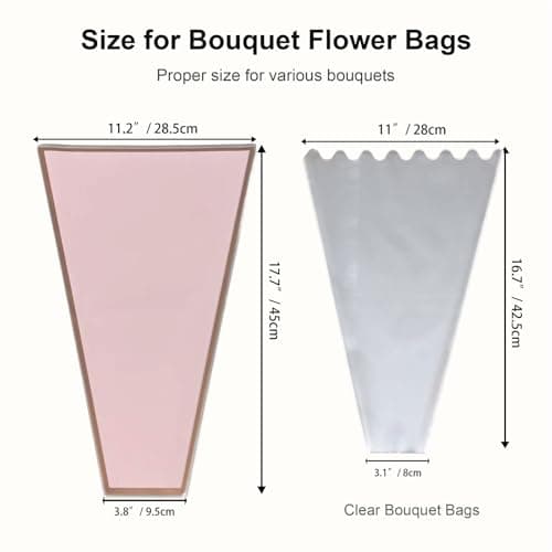 MEI SHUO PIN 200PCS Flower Wrapping Bags Kraft Paper Floral Wrap Sleeves - Thumbnail 3