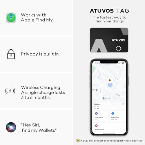 ATUVOS Rechargeable Wallet Tracker Card, Slim 1.6mm Smart Air Tag Card Works with Apple Find My (iOS Only), Bleuooth Item Locator for Purse/Luggage/Bags/Passpoart, IP67 Waterproof, Wireless Charging - Thumbnail 3