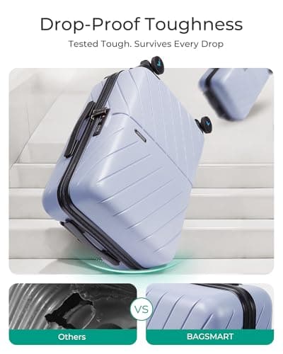 BAGSMART Carry On Luggage 22x14x9 Airline Approved, 20 Inch Lightweight Carry On Suitcase, Hard Shell Luggage with Spinner Wheels, 20 Inch Rolling Suitcases, Purple - Thumbnail 5