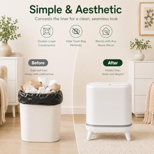 JUDRDO Bathroom Trash Can with Lid, 3.2 Gallon Small Garbage Can with Pop-Up Lid & Air-Pressure Bag Lock, Slim Trash Bin with Legs, Narrow Waste Basket for Bathroom, Bedroom, Kitchen, Office, Rv - Thumbnail 4