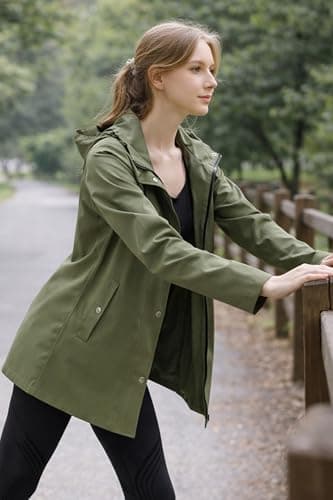 Orolay CHIIONE Women's Waterproof Long Rain Jacket Hooded Windbreaker Trench Coat Lightweight Packable Raincoat for Travel Outdoor - Thumbnail 5