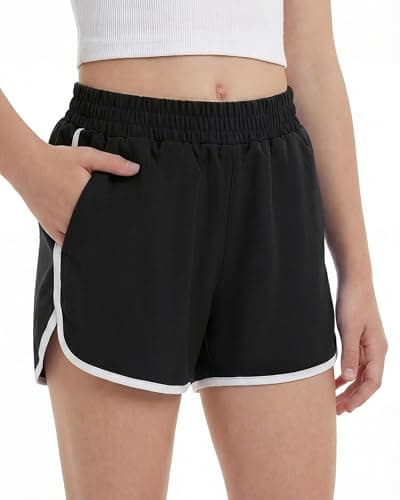 Stelle Girls Athletic Shorts with Pockets Quick Dry Running Shorts Gymnastics Basketball Short for Teen Kids Black M - Image 1