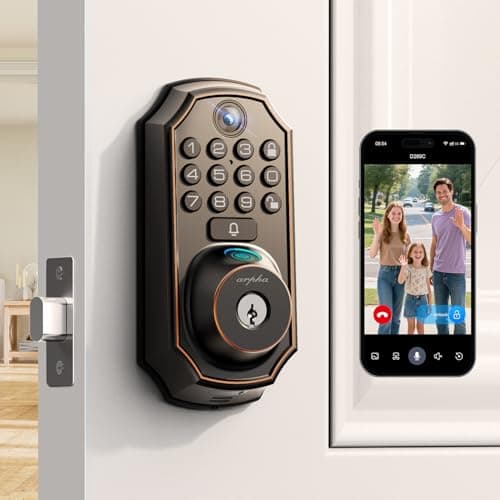 WiFi Video Smart Lock with Camera -Keyless Entry Deadbolt, 5-in-1 (Camera+Doorbell+Fingerprint+Keypad), App Control, Two-Way Audio, Waterproof, Easy Installation - Image 1