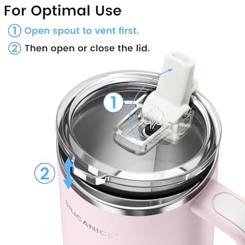 SILICANICE For Travel & Gym – Never Drink from a Moldy Lid Again: 40oz Hygienic Tumbler, 100% Leakproof Lid & Removable Foldable Spout. Reinforced Base, Fits Cup Holders - Pink Sand - Thumbnail 5