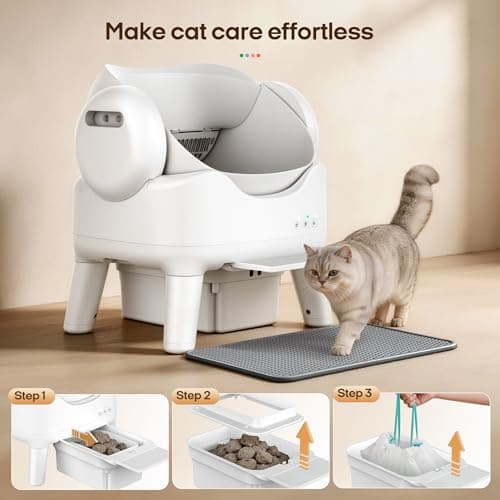 RPZ Automatic Self-Cleaning Cat Litter Box for Large Cats & Multi-Cat Homes, Smart Electric Auto Cleaning Litter Box with Litter Mat & 2 Cleaning Solutions, Ideal for Busy Homes & Apartments - Thumbnail 6