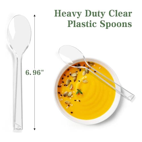 Funnydin 360 Count Plastic Spoons - 6.96 Inch Disposable Spoons, Heavy Duty Plastic Spoons, BPA-Free, Heat Resistant Disposable Silverware, Suitable for Party, Picnic, Events and Everyday Use - Thumbnail 2
