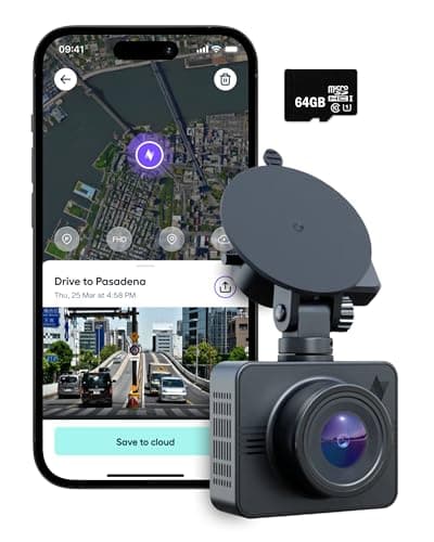 Nexar Beam GPS Dash Cam - 1 Year Nexar App Subscription Included - Unlimited Cloud Storage, Drive Recordings, Parking Mode, Night Vision, All Inside the Nexar App - WiFi HD Front Dash Cam (64 GB SD) - Image 1