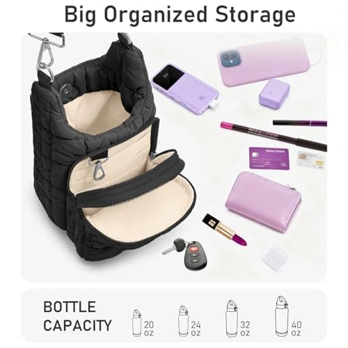 WOOMADA Water Bottle Holder RFID Crossbody Bag for Women, Ideal for Walking, Hiking, Cycling(black) - Thumbnail 3