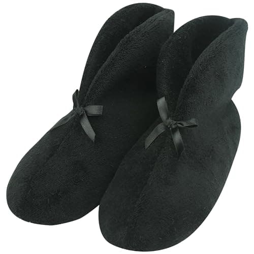 Forfoot Slipper Boots, Winter Bootie Slippers for Women Extreme Cold Light Coral Plush Indoor House Bedroom Slippers Fuzzy Black Home Office Shoes US 9.5 - Image 1