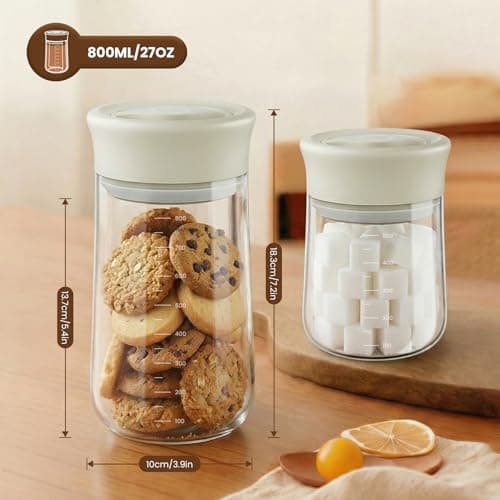 OURCABECUE Airtight Coffee Bean Storage Container, 27 oz Easy Open Quarter Twist Glass Food Storage Jars with Lid, Wide Mouth Mason Jars for Meal Prep, Overnight Oats, Grains, Loose Tea and More - Thumbnail 6