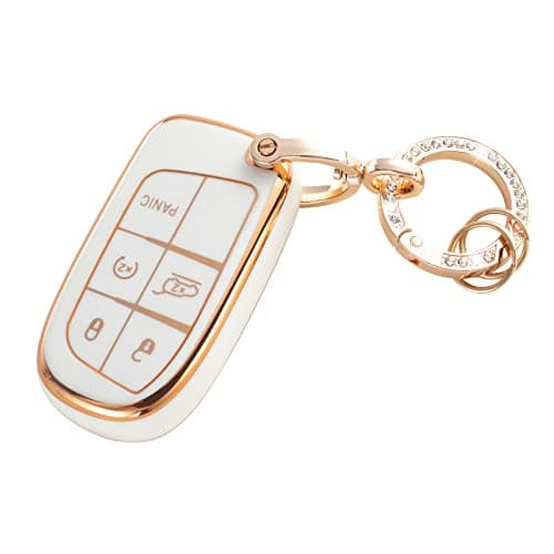RUABIBAN Key Fob Cover Compatible with Jeep, Soft TPU Key Case Protection Shell Fit for Jeep Grand Cherokee Renegade Wrangler Patriot Grand Commander Smart Key Holder - Image 1