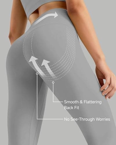 Buttery Soft Second-Skin High Waisted 7/8 Leggings for Women Light Grey - Thumbnail 6