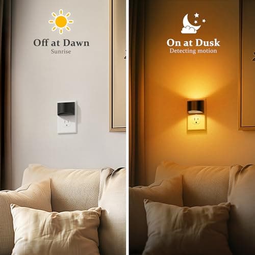 JandCase Night Light, Modern Night Lights Plug into Wall,2 Pack Dusk to Dawn Sensor Nightlight, Amber Brightness Adjustable Nightlight for Kids Bathroom Hallway Kitchen Bedroom Decor - Thumbnail 3