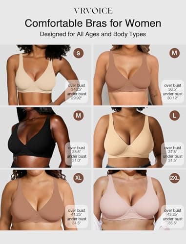 VRVOICE Jelly Wireless Bras for Women Push Up Deep V No Underwire Seamless Plunge Bralettes Comfort Supportive Tshirt Bra, Coffee Medium - Thumbnail 4