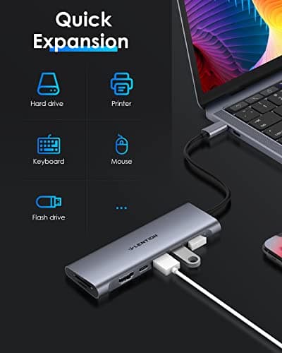 LENTION 7-in-1 USB C Multiport Hub with 4K HDMI, 100W PD, 3 USB 3.0 Ports, SD/MicroSD Card Reader Compatible MacBook Pro/Air/Neo 2016-2026 Stable Driver Adapter (C36B, Space Gray) - Thumbnail 6