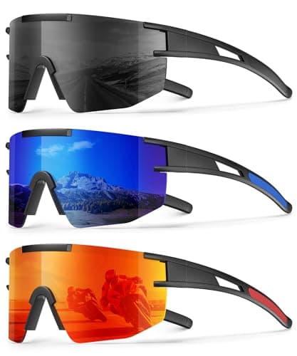KALIYADI Polarized Sport Sunglasses-Men-Women Running-Sunglasses: Cycling Sun Glasses UV400 Driving Fishing 3packs - Image 1