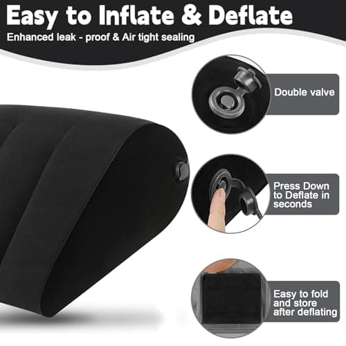 Inflatable Wedge Pillow for Traveling & Sleeping– Portable Bed Wedge Cushion With Silk Eye Mask for Leg Elevation,Back Support & Relaxation,Compact Lumbar Pillow for Camping, Home Use& Outdoor Trips - Thumbnail 6