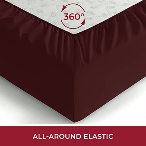 Mellanni Twin XL Fitted Sheet - Iconic Collection Bedding Sheets with up to 16 inch Deep Pocket - Soft & Cooling - Fade & Stain Resistant - 1 PC (Twin XL, Brick Red) - Thumbnail 4