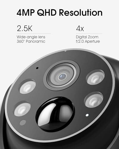 ARCCTV Security Cameras Wireless Outdoor Solar, 4MP 360° View Battery Powered Outdoor Camera, Night Vision with Light, 2-Way Audio, PIR Motion Sensor, 2.4G/5G Dual Band WiFi, SD/Cloud Storage, Grey - Thumbnail 5