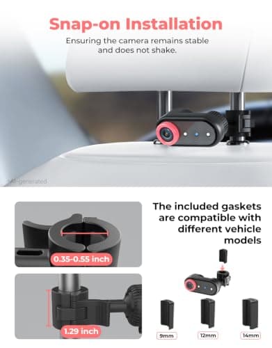 LUKVIEW BM2A Car Camera Baby Monitor, 5.2" 1080P HD Screen with 3X Zoom & IR Night Vision, Baby Car Camera for Rear Facing Seats, Easy Install for Girls, Parents and Pet Lovers - Thumbnail 6