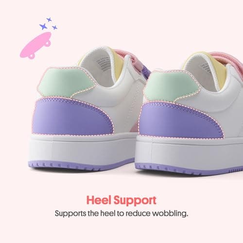 Girls' Vintage Tennis Shoes Classic Sneakers Breathable Non-Slip Athletic Shoes Cute Lace Up Casual Shoes for Big Kids Size 5 - Thumbnail 5