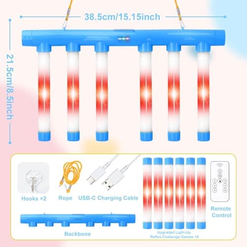 OCES Reflex Stick Game, Reflex Light-Up Sticks Reaction Training Hand Speed Challenge Game, Upgrade Hand Eye Coordination Training Toy Remote Control 3 Adjustable Speed (Light-Up Blue) - Thumbnail 5