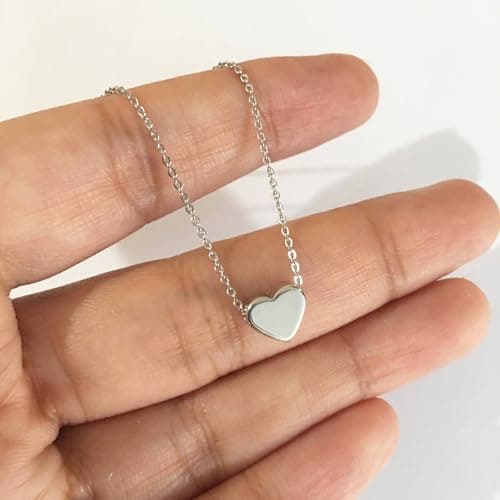 BAYLAY Silver Heart Necklace for Women, 18K Silver Plated Heart Necklace Tiny Heart Charm Pendant Necklaces for Women Silver Jewelry Mothers Day Gifts for Mom Grandma Wife Women - Thumbnail 5